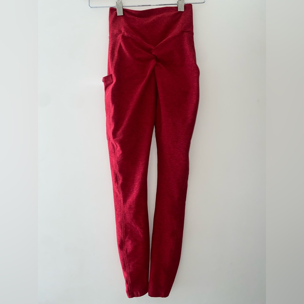 Bombshell Sportswear Red Contour V Waist Leggings with Side Pockets - Picture 6 of 10